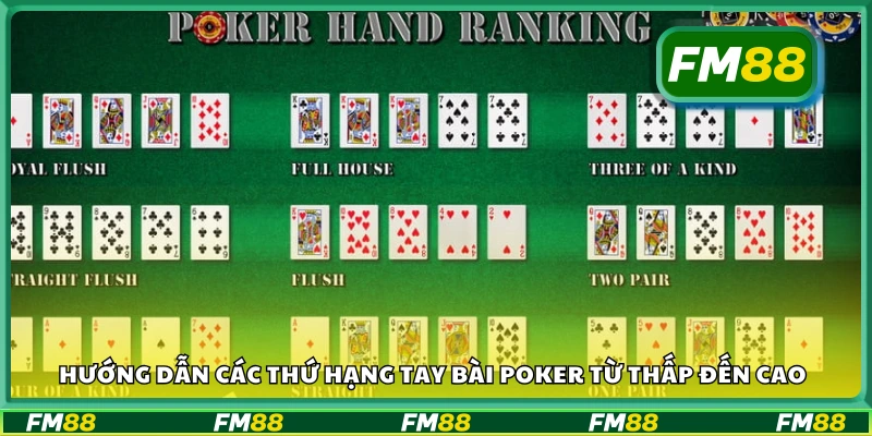 Các thứ hạng tay bài Poker từ thấp đến cao