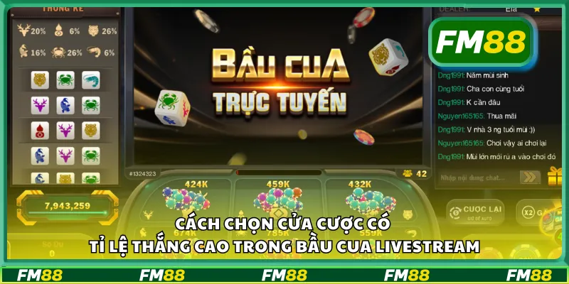 Cách chọn cửa cược có tỉ lệ thắng cao trong bầu cua livestream